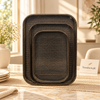 Charcoal Fine-Weave 3-Piece Serving Tray Set