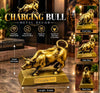 Antique Charging Bull Metal Sculpture