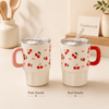 Cherry Ceramic Mug with Lid & Straw (each)