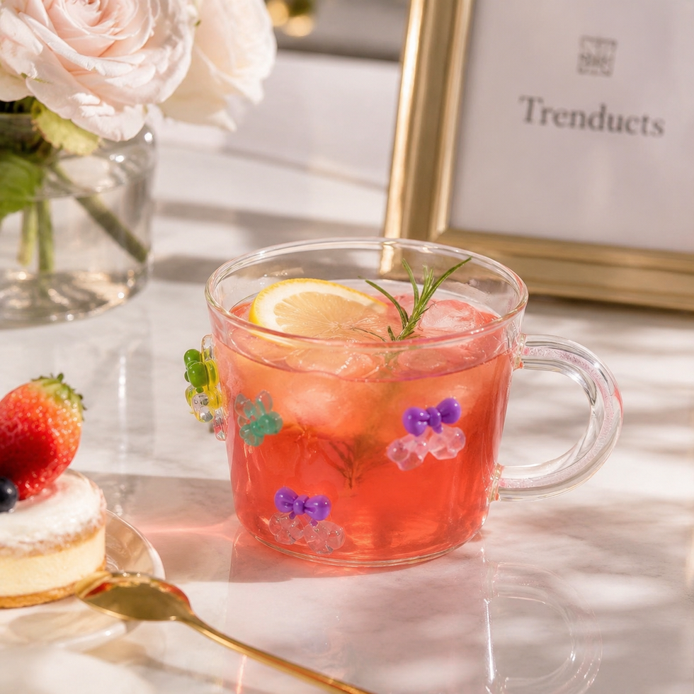 Cherry Charm Glass Cup with Handle