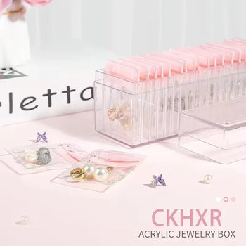 Clear Jewelry Organizer Box with 20 pvc Resealable Zip Bags - Compact Storage Case for Rings, Earrings, Necklaces &amp; Small Accessories - Clarify.pk