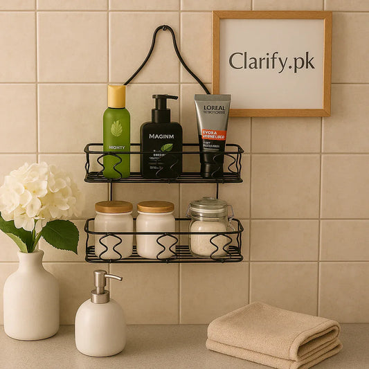 Double Layer Bathroom Rack - Space-Saving Organizer - Clarify.pk
