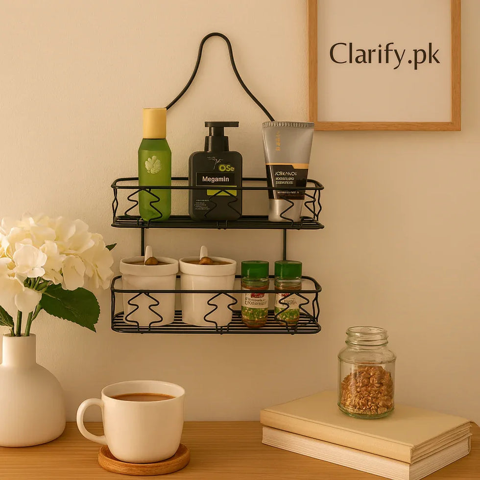 Double Layer Bathroom Rack - Space-Saving Organizer