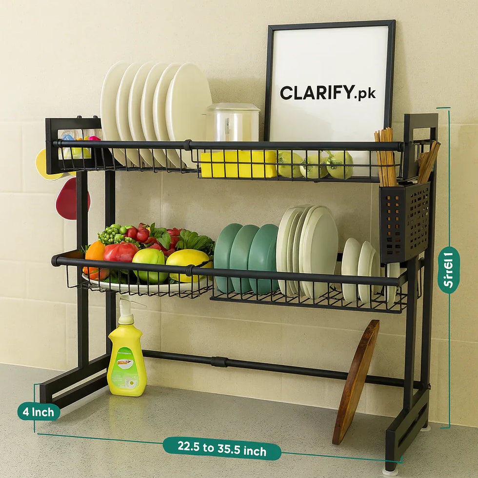 Expandable 2 Tier Over the Sink Rack - Kitchen Organizer