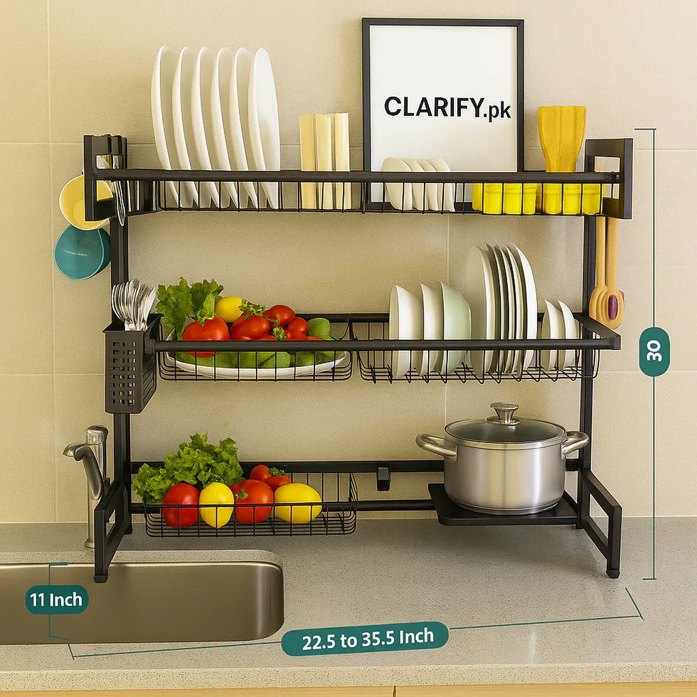 Expandable 2 Tier Over the Sink Rack - Kitchen Organizer