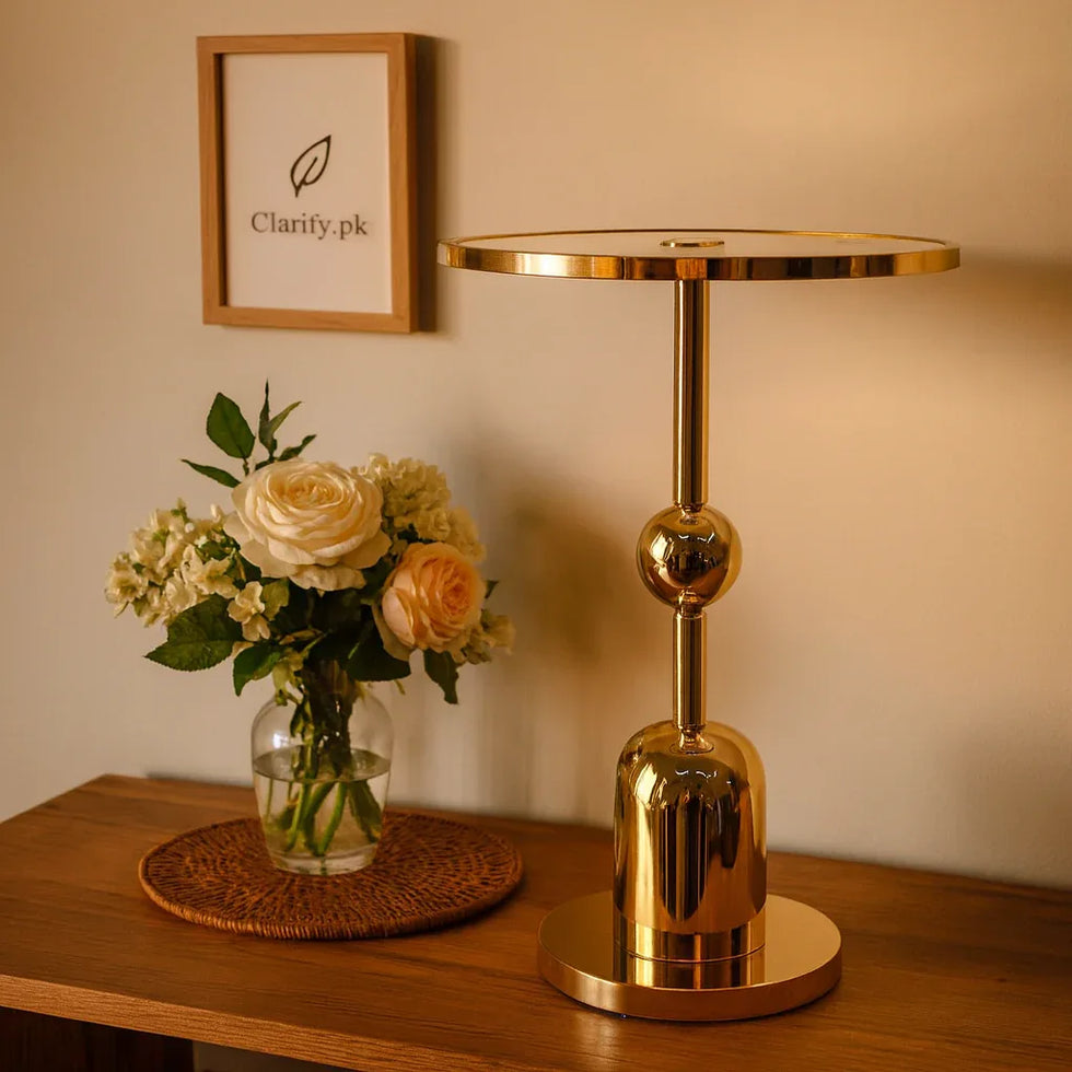 Luxury Gold Pedestal Stand for Home Decor - Clarify.pk