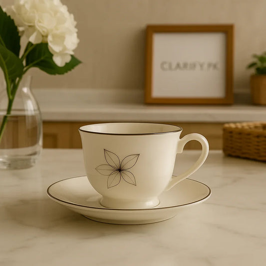 Luxury Floral Porcelain Tea Cup & Saucer Set – 6 Pieces - Clarify.pk