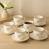 Luxury Floral Porcelain Tea Cup & Saucer Set – 6 Pieces - Clarify.pk