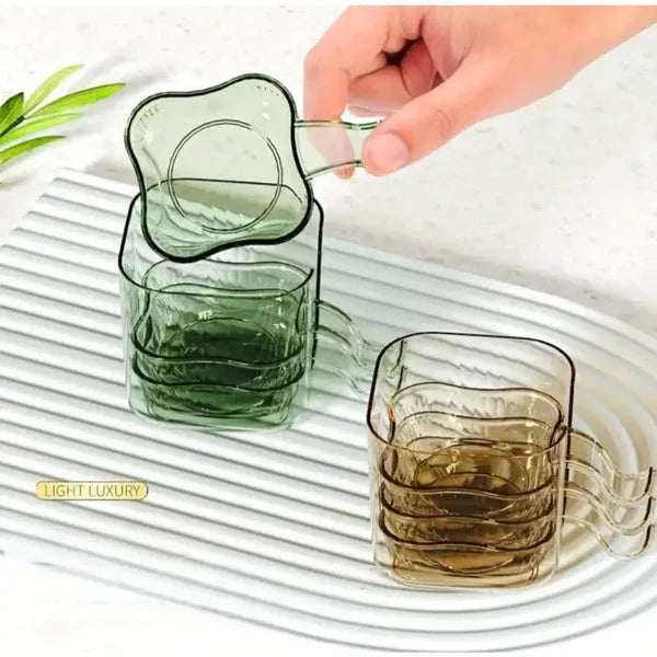 Transparent sauce dip 6 bowls set - green glass