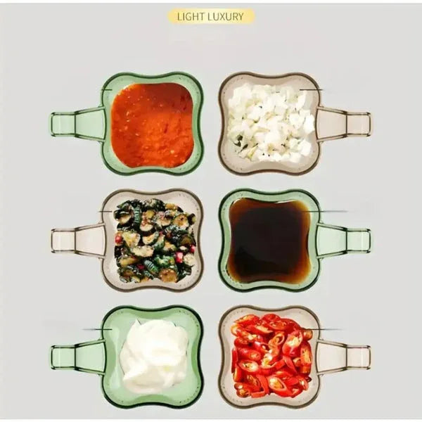 Transparent sauce dip 6 bowls set - green glass