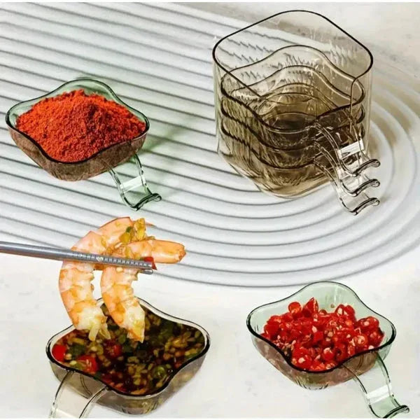 Transparent sauce dip 6 bowls set - green glass - Clarify.pk