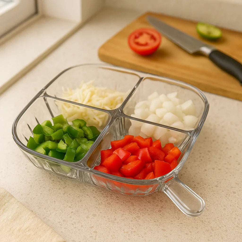 4 Section Acrylic Tray for Kitchen Storage - Clarify.pk