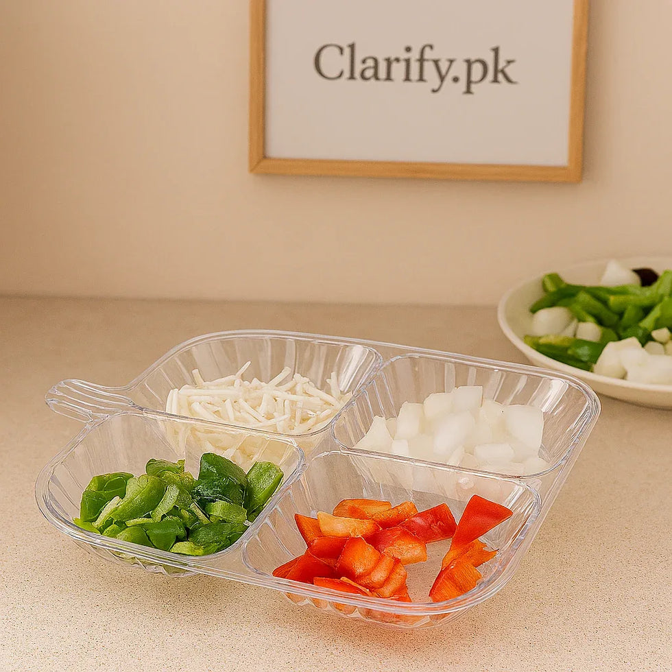 4 Section Acrylic Tray for Kitchen Storage