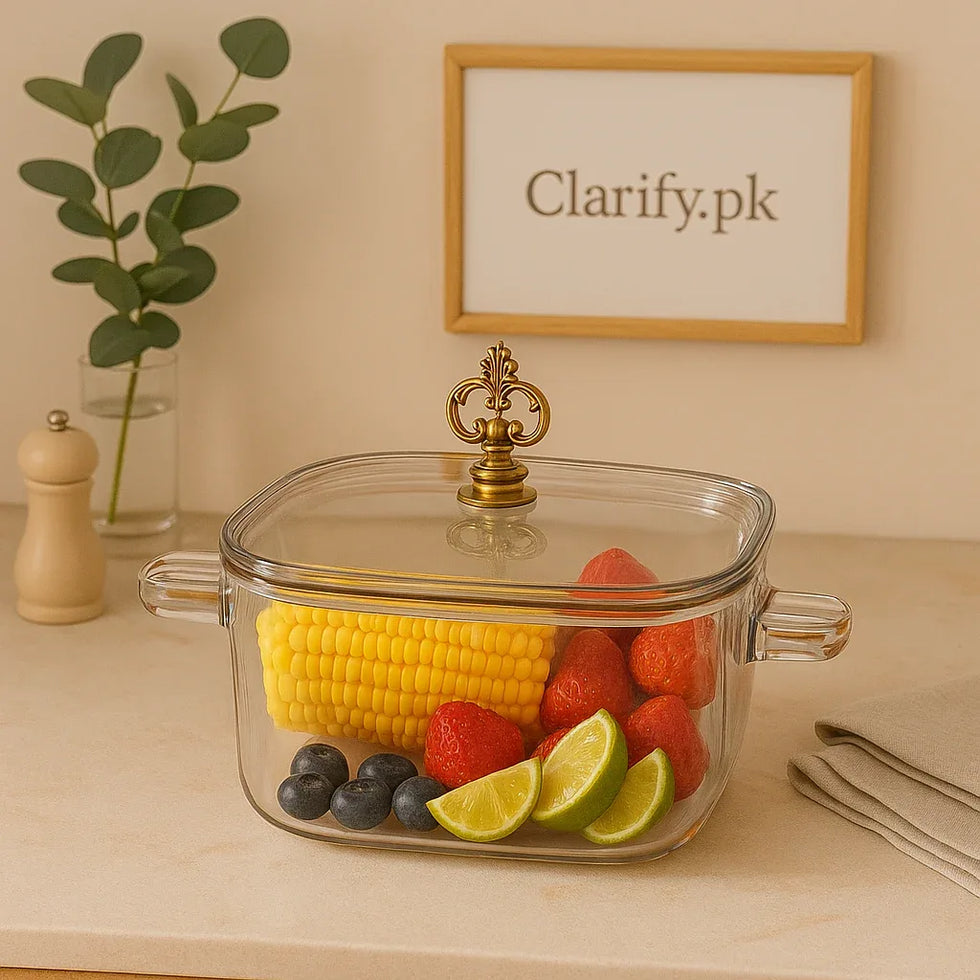 Borosilicate Glass Cooking Pot with Lid 2.2 Litre - Clarify.pk