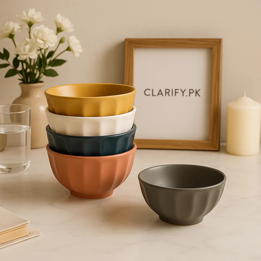 Luxury Ceramic 5 bowl set – Matte Multicolor - Clarify.pk