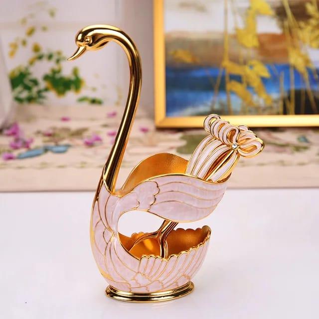 Swan Figurine Home Decor with Gold Finish