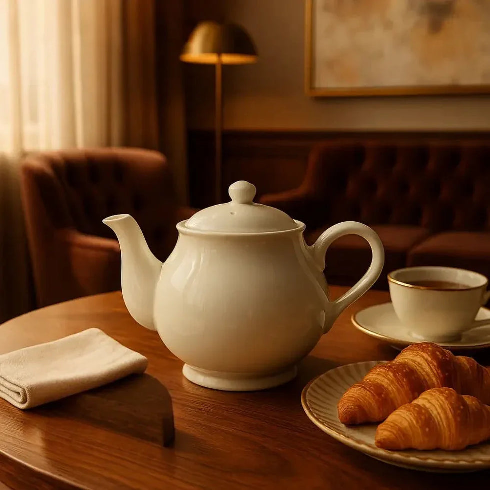 Classic White Ceramic Teapot - Elegant & Durable