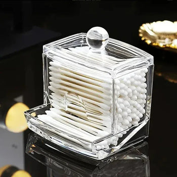 Acrylic Cotton Swab Storage Box – Clear Organizer - Clarify.pk