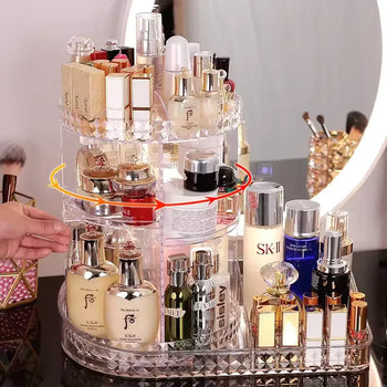 Rotating Cosmetic Storage Box - Clear Makeup Organizer - Clarify.pk