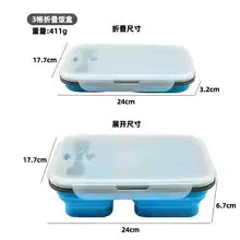 Collapsible Silicone Lunch Box with Compartments