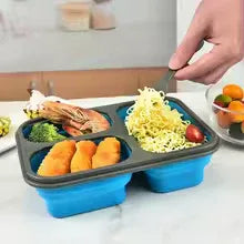 Collapsible Silicone Lunch Box with Compartments
