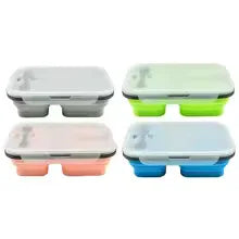 Collapsible Silicone Lunch Box with Compartments