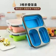 Collapsible Silicone Lunch Box with Compartments