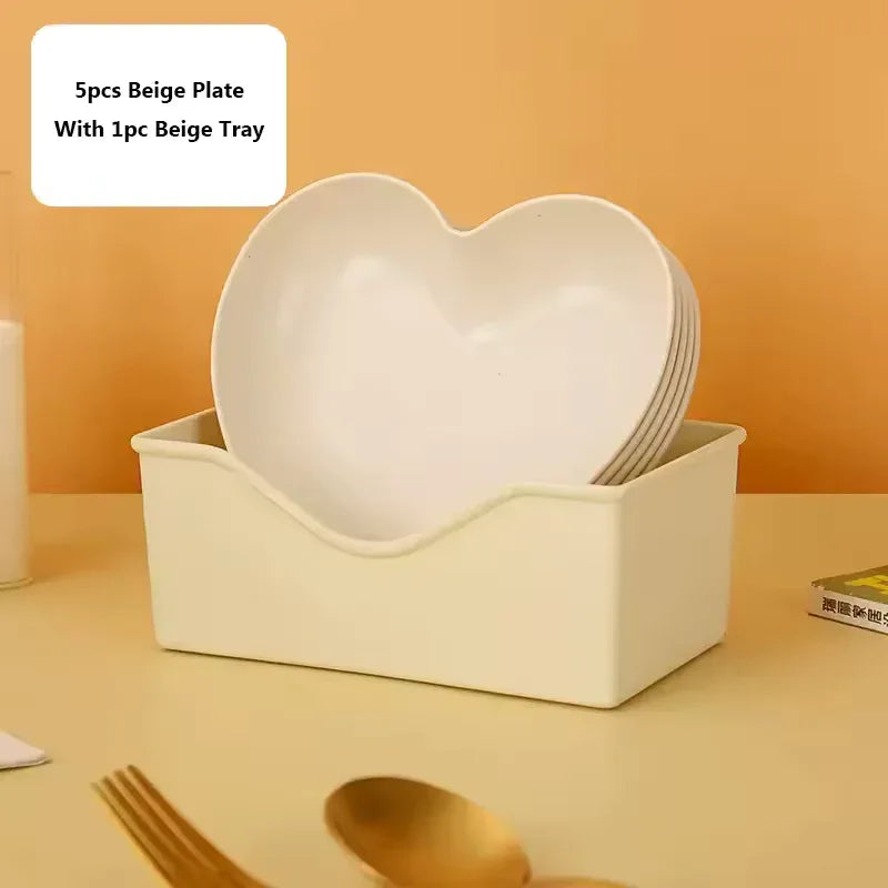 Pack of 10 Colorful Heart Dish Pack Plastic Plates - Clarify.pk