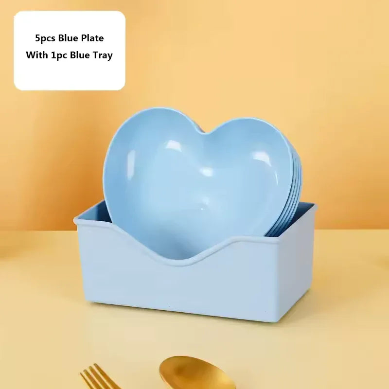 Pack of 10 Colorful Heart Dish Pack Plastic Plates - Clarify.pk