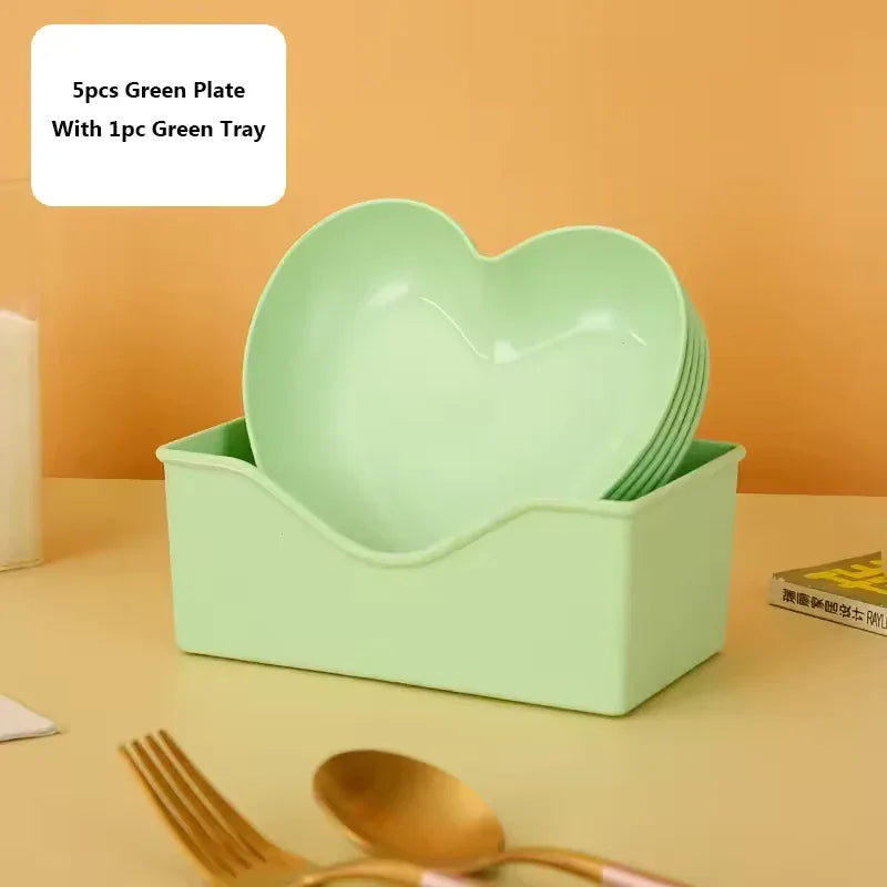 Pack of 10 Colorful Heart Dish Pack Plastic Plates - Clarify.pk