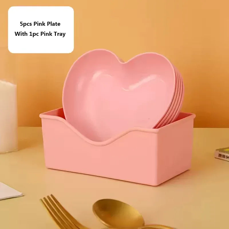 Pack of 10 Colorful Heart Dish Pack Plastic Plates