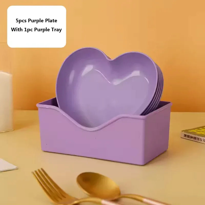 Pack of 10 Colorful Heart Dish Pack Plastic Plates - Clarify.pk