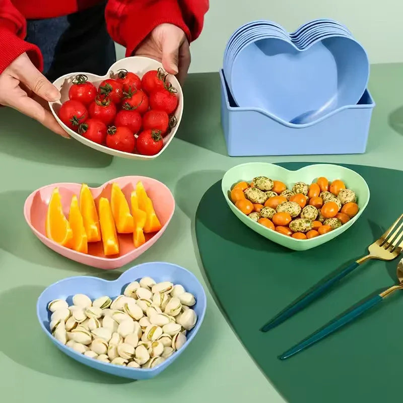 Pack of 10 Colorful Heart Dish Pack Plastic Plates