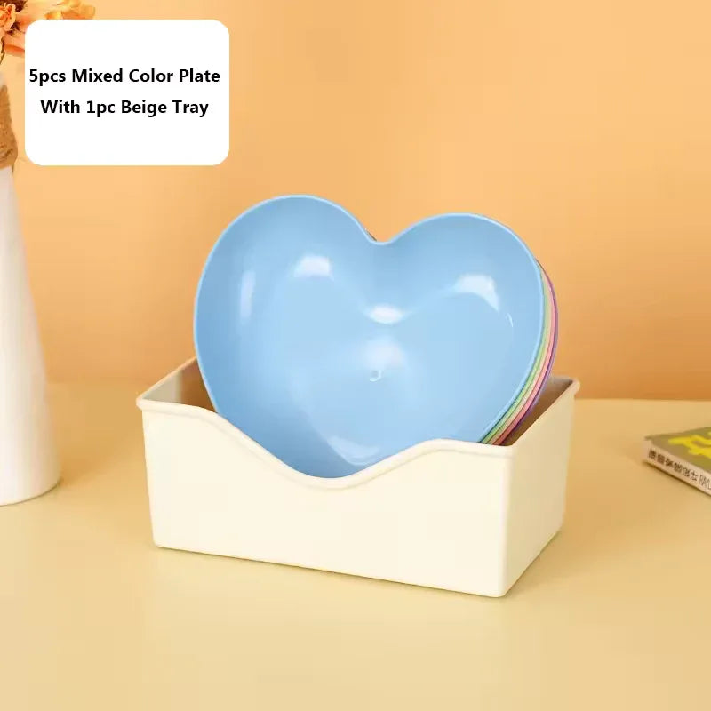 Pack of 10 Colorful Heart Dish Pack Plastic Plates - Clarify.pk
