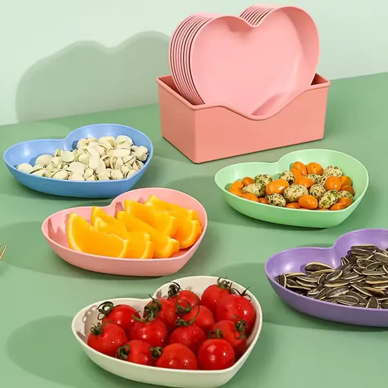 Pack of 10 Colorful Heart Dish Pack Plastic Plates