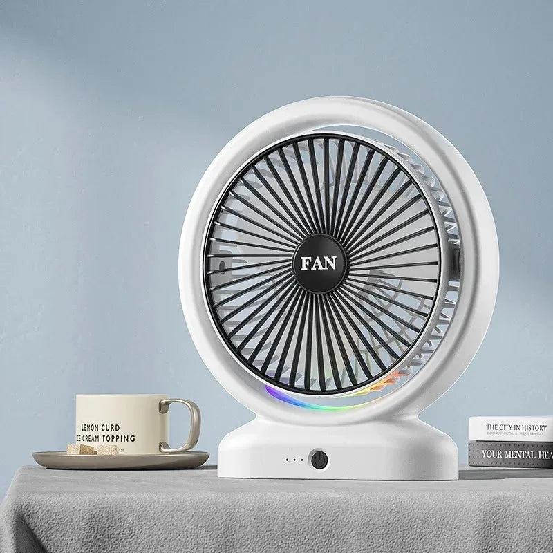 Colorful LED Desk Fan with Air Circulation - Clarify.pk