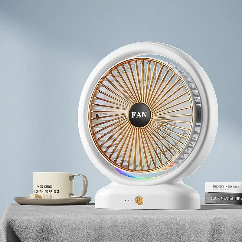 Colorful LED Desk Fan with Air Circulation