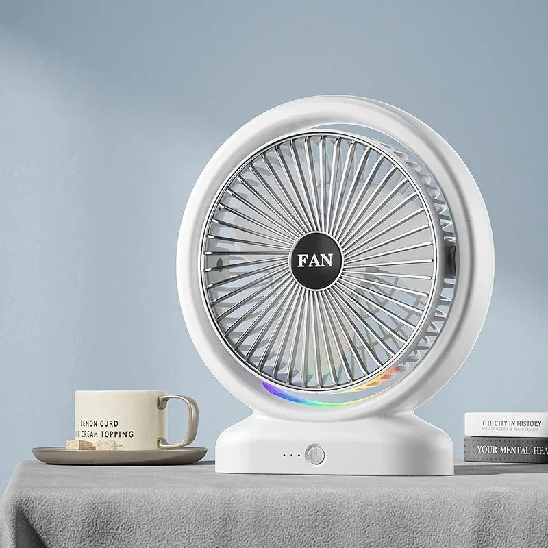 Colorful LED Desk Fan with Air Circulation