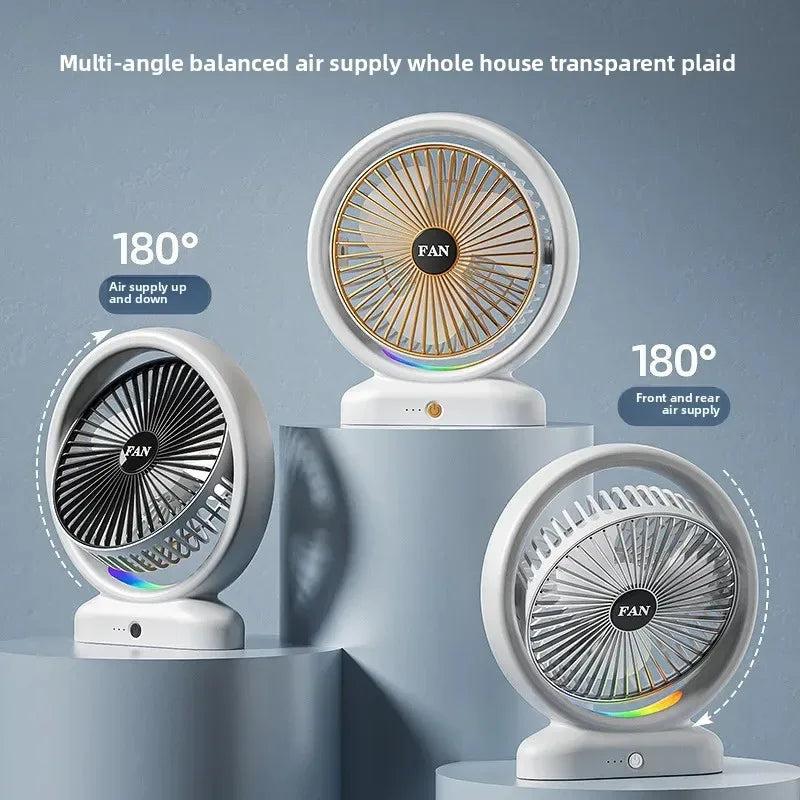 Colorful LED Desk Fan with Air Circulation