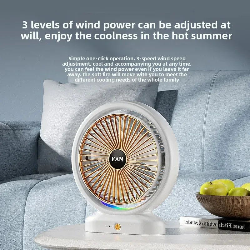 Colorful LED Desk Fan with Air Circulation