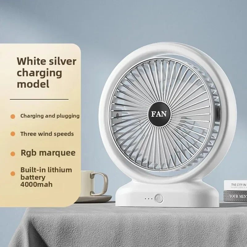 Colorful LED Desk Fan with Air Circulation