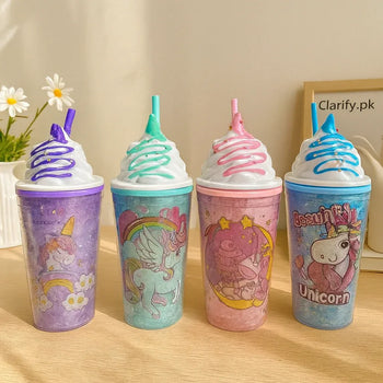 Unicorn Water Bottle with Whipped Cream Lid - Clarify.pk
