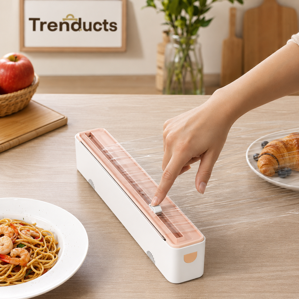 Compact Kitchen Wrap Cutter with Sliding Blade