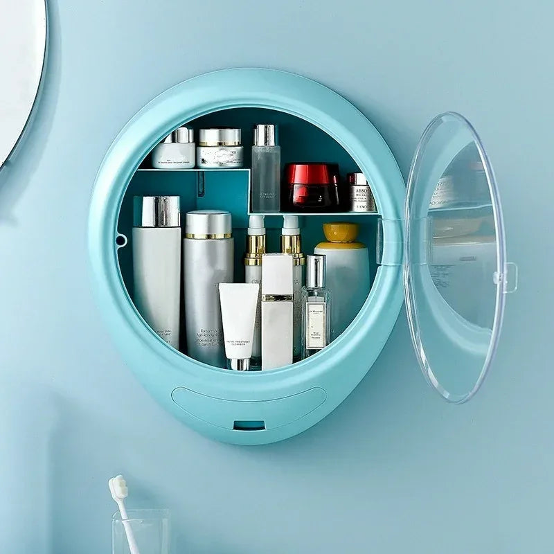 Round Cosmetic Storage Box with Clear Door