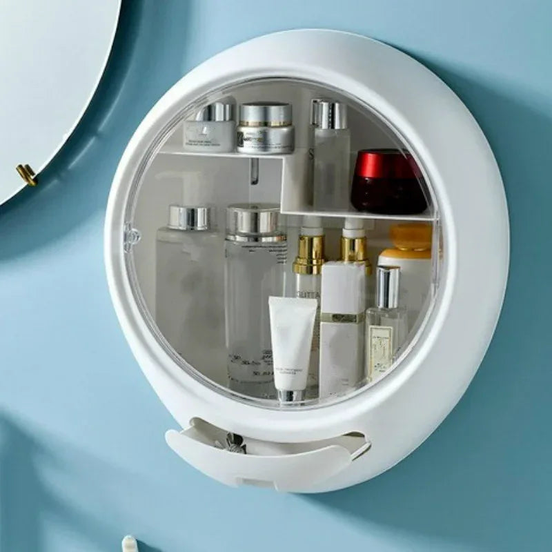 Round Cosmetic Storage Box with Clear Door - Clarify.pk