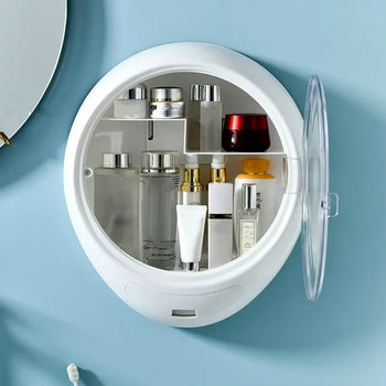 Round Cosmetic Storage Box with Clear Door - Clarify.pk