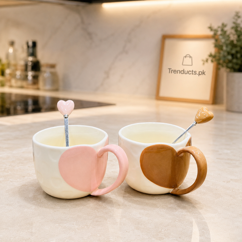 Couple Heart Mug Gift Set with Spoons – 2 pieces set