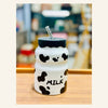 Cow Print Ceramic Milk Mug with Lid & Straw