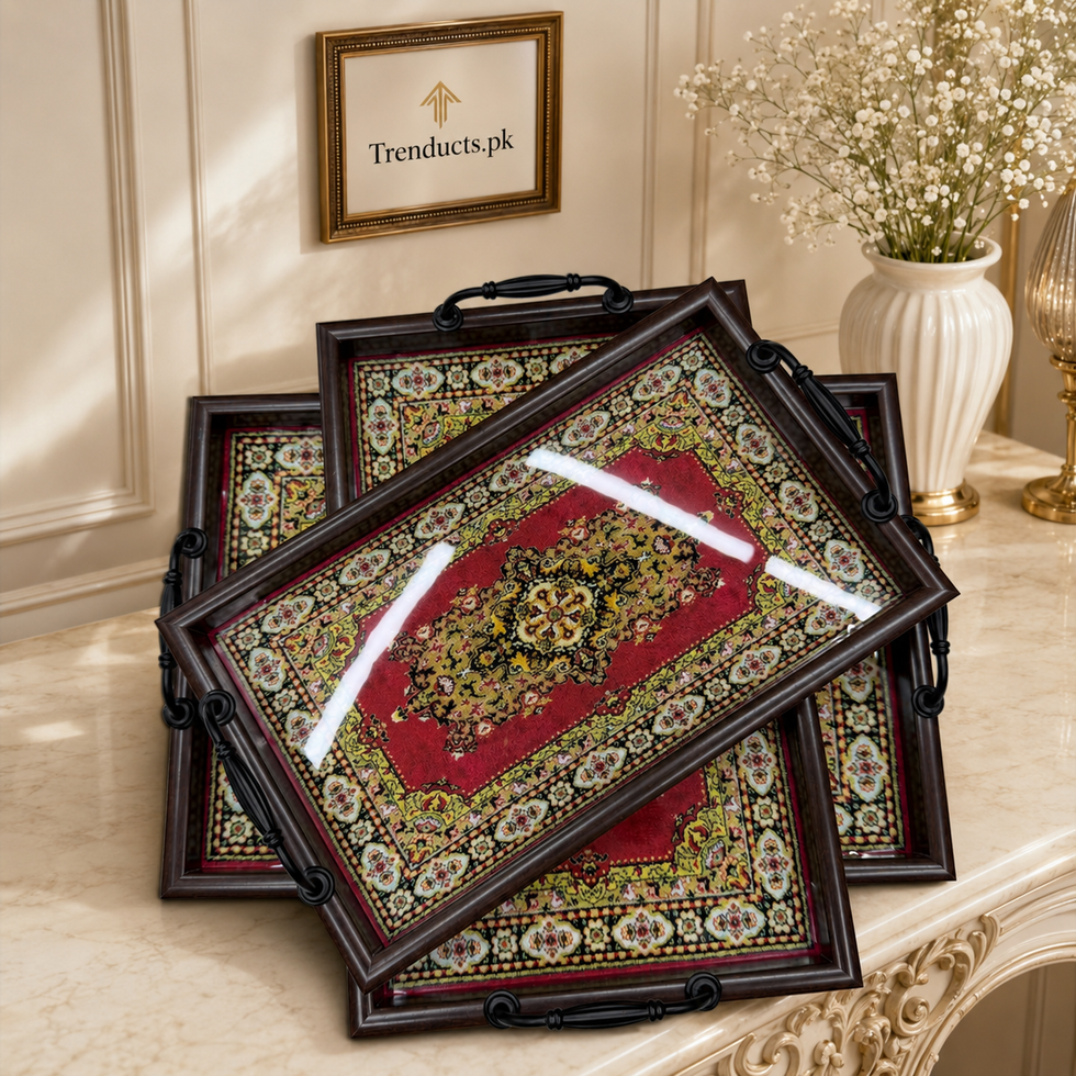 Crimson Persian Medallion 3-Piece Fibre Tray Set
