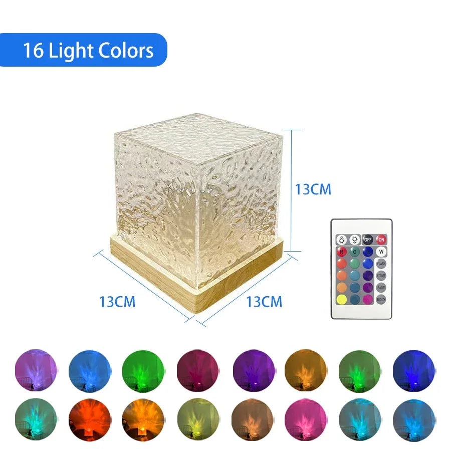 16 Color Night Lamp Crystal Water Ripple Light